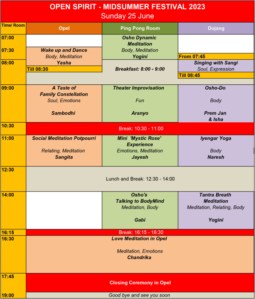 Open Spirit Festival Schedule Sundayay